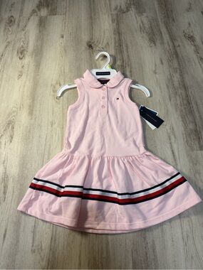 Tommy Hilfiger Light Pink Sleeveless Polo Dress with Stripe Detail